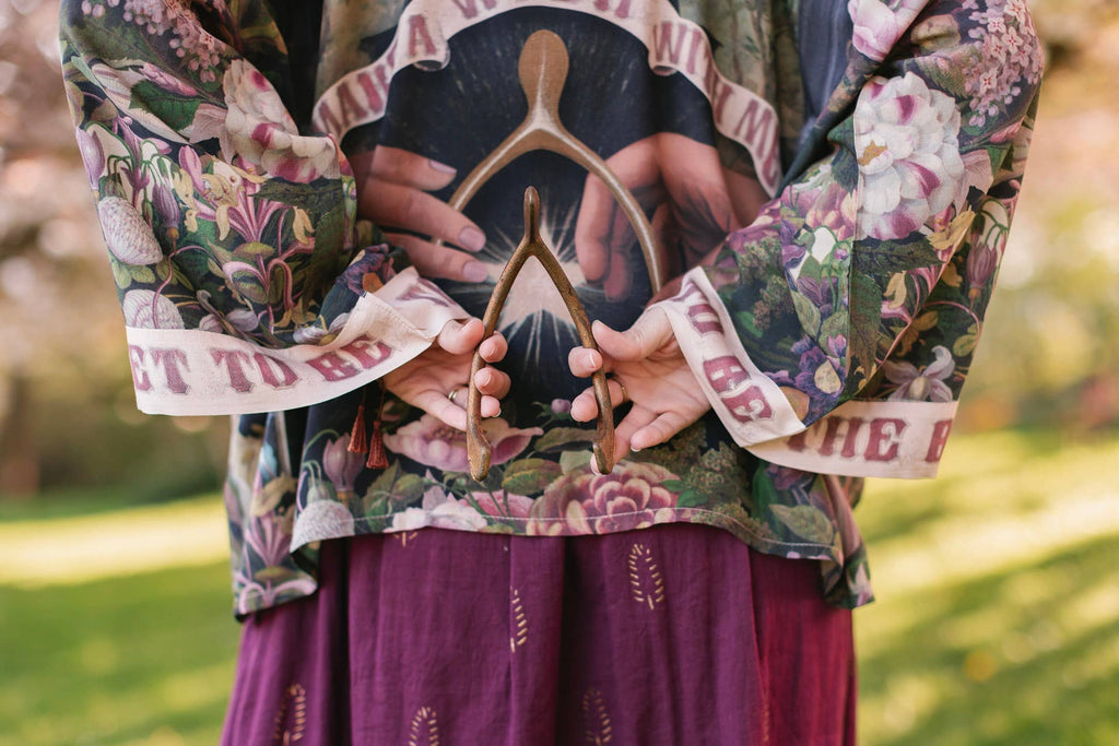 Make A Wish Pixie Duster Cropped Kimono w Wishbone Dandelion