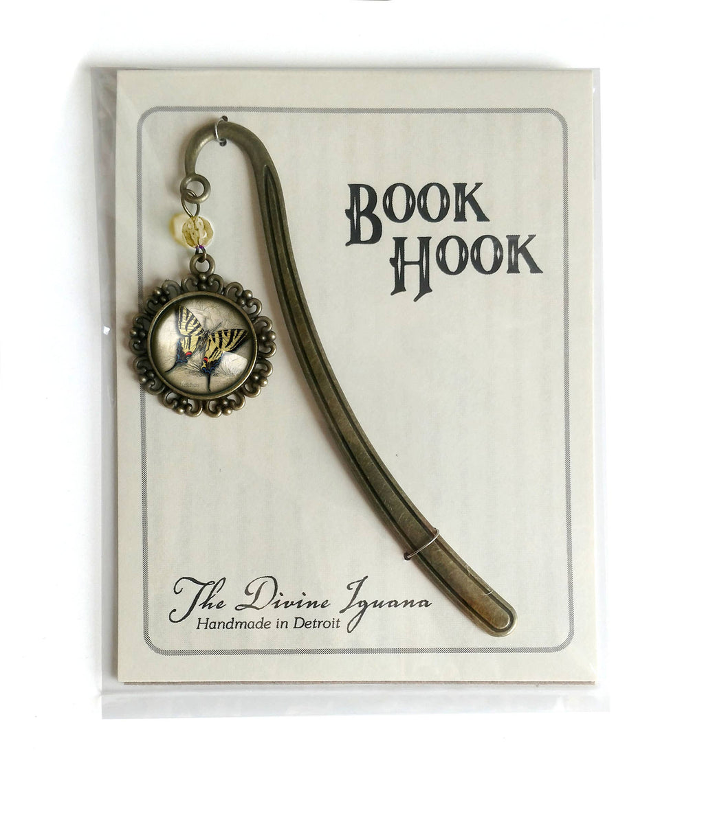 Swallowtail Butterfly Bronze and Glass Cabochon Bookmark