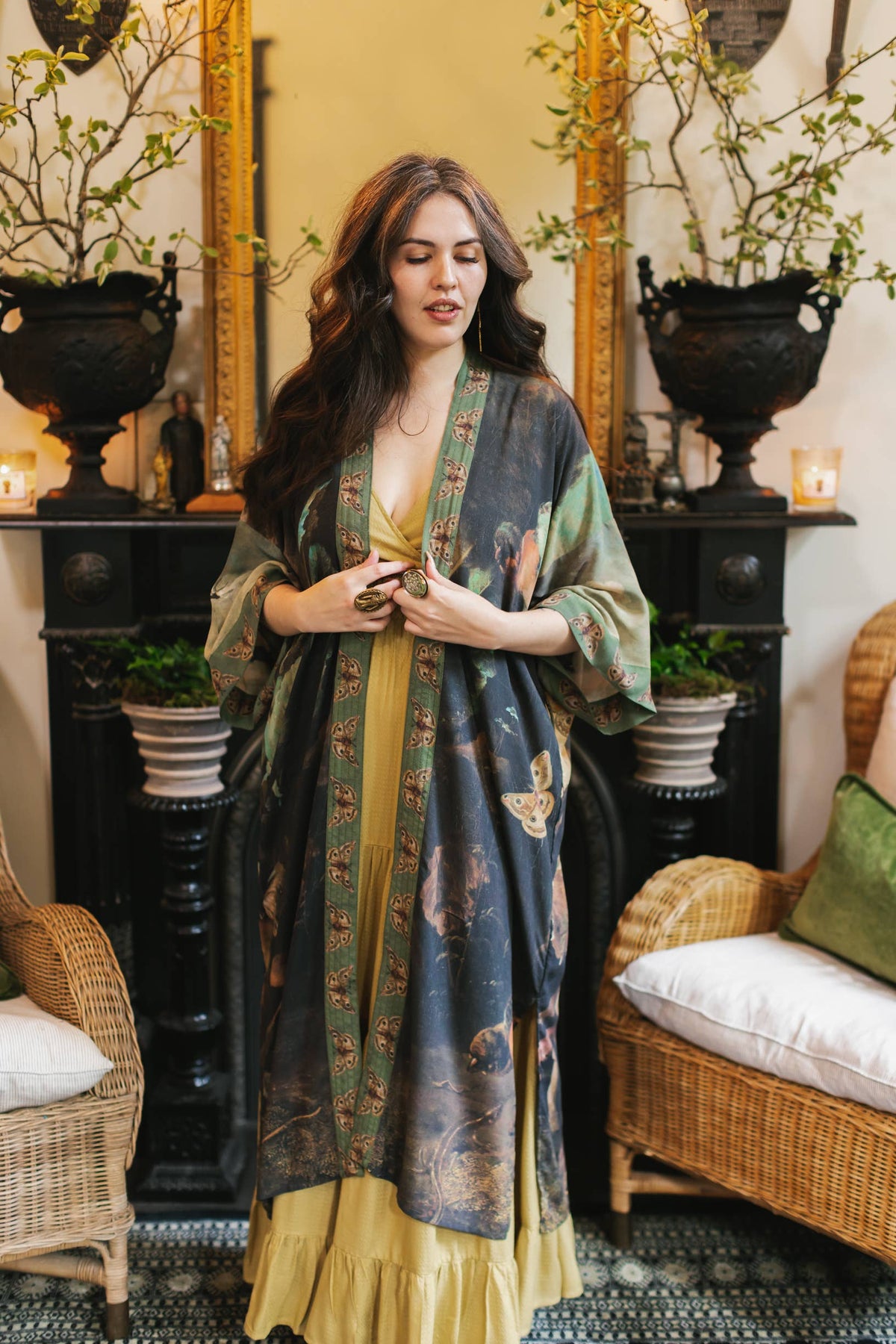 Heartwork Opera Duster Kimono Robe w Artist Butterfly