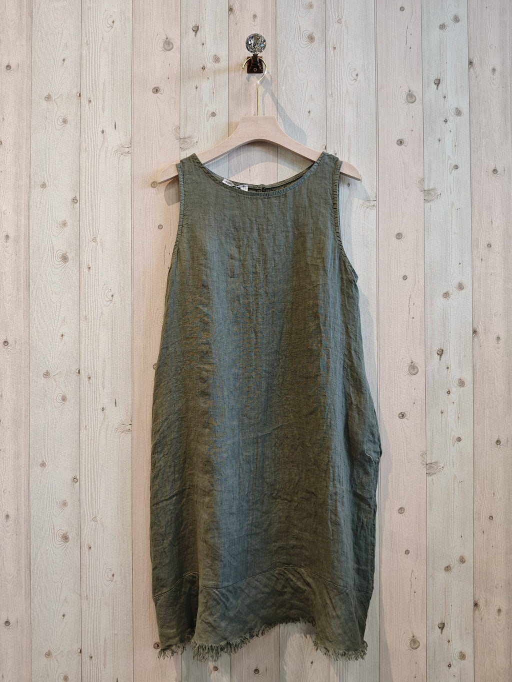 Ref-72322 FRINGED DRESS 100% LINEN