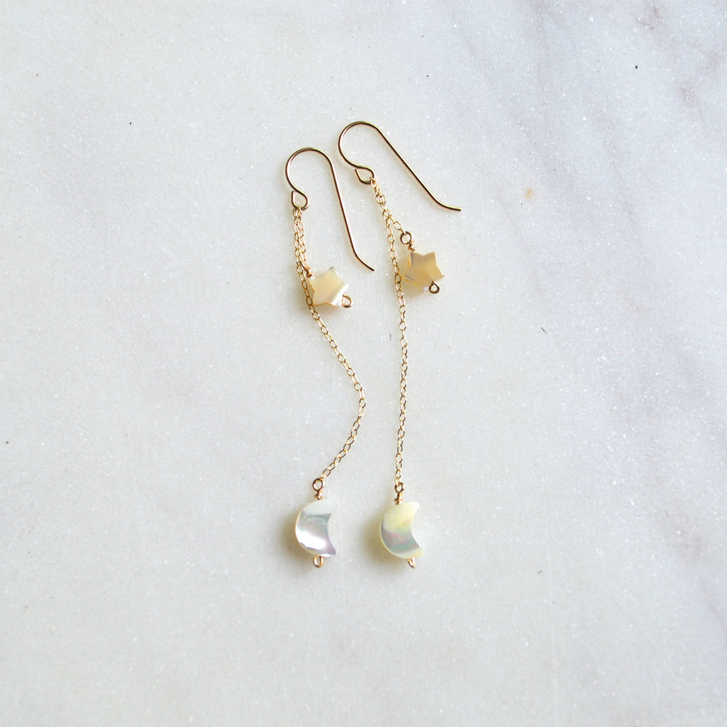 Mini Moon and Star Earrings