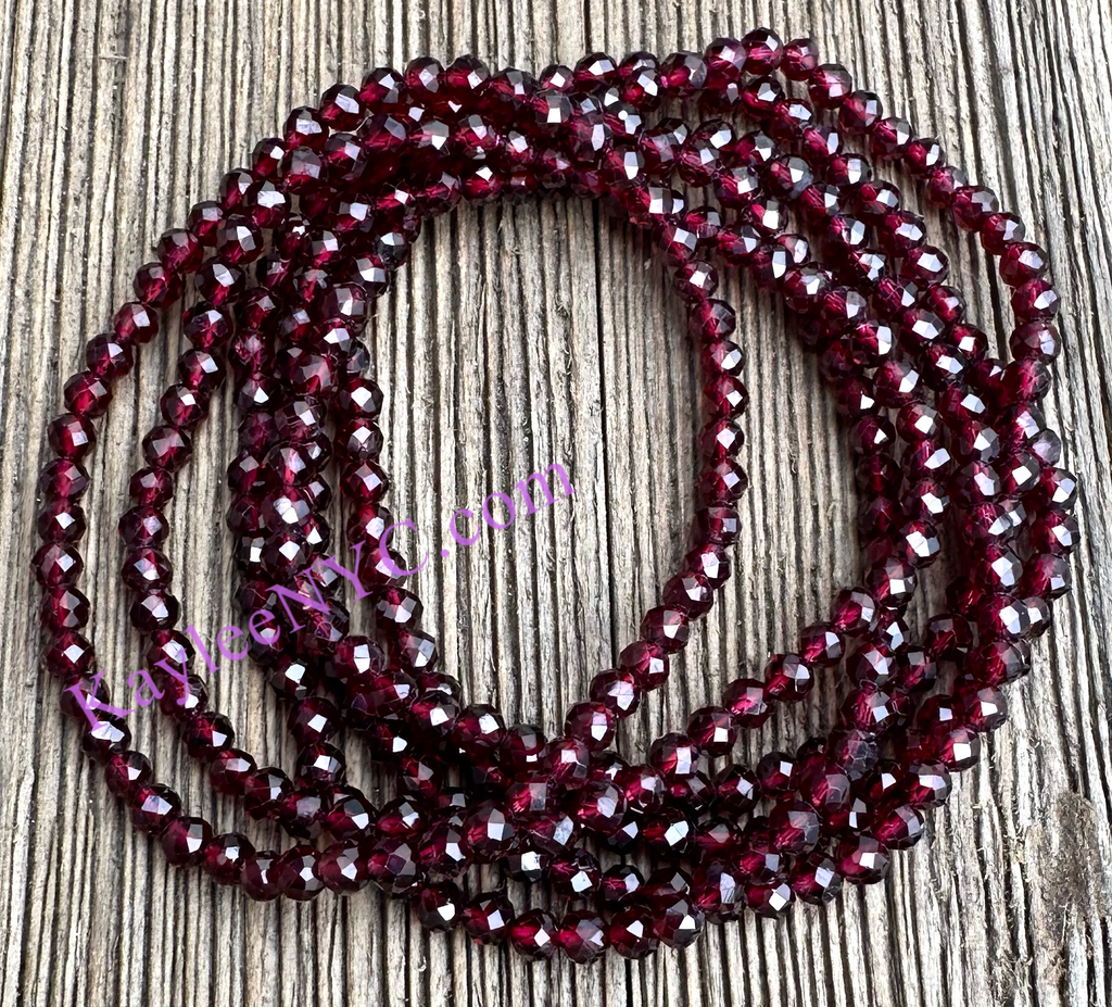 Faceted Natural Garnet Crystal Healing Stretch Bracelet