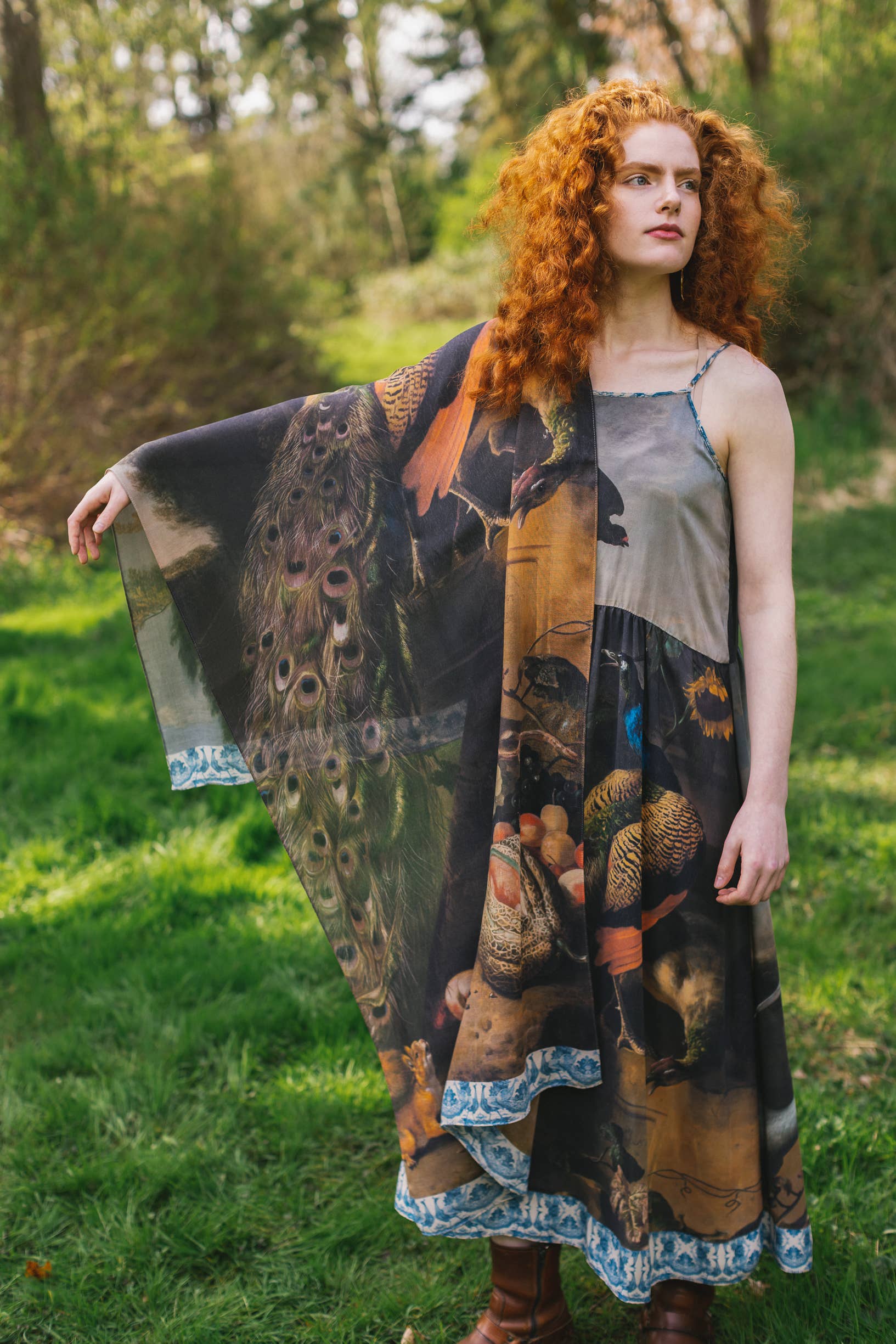 Wild Beauty Bohemian Scarf with Peacock Print