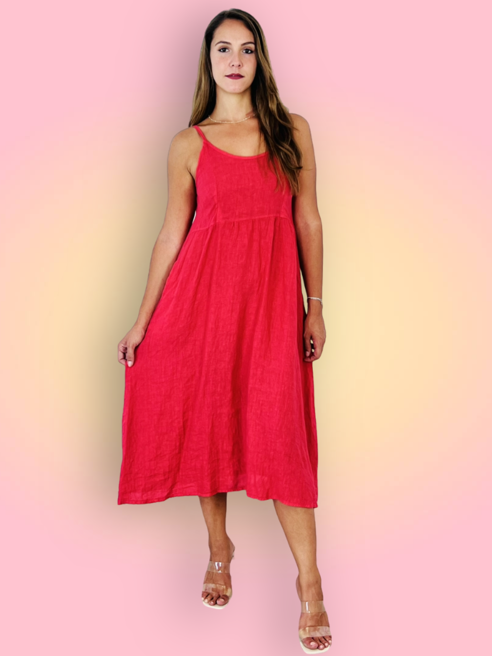 Ref-33195 STRAPPY DRESS 100% LINEN