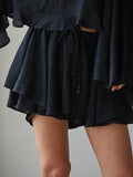 Woven Rayon Nylon Layered Skort