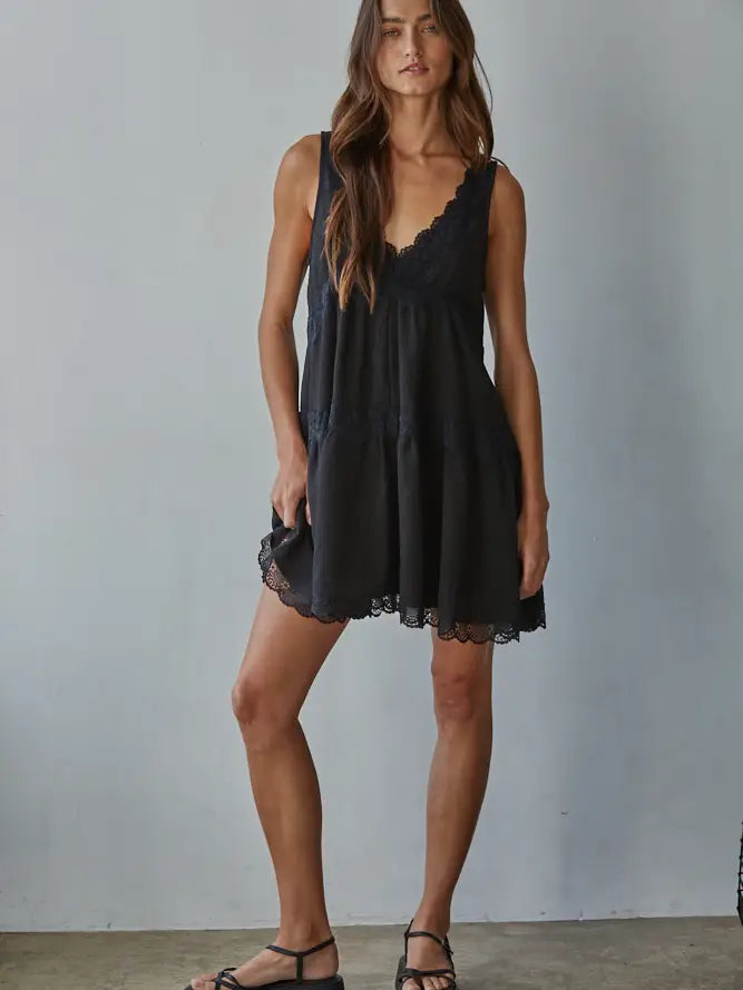 V-Neck Sleeveless Mini Dress
