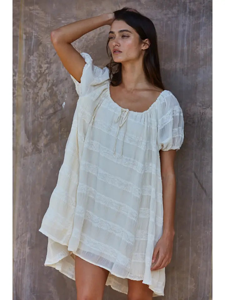 ELODY PLEATED LACE MINI