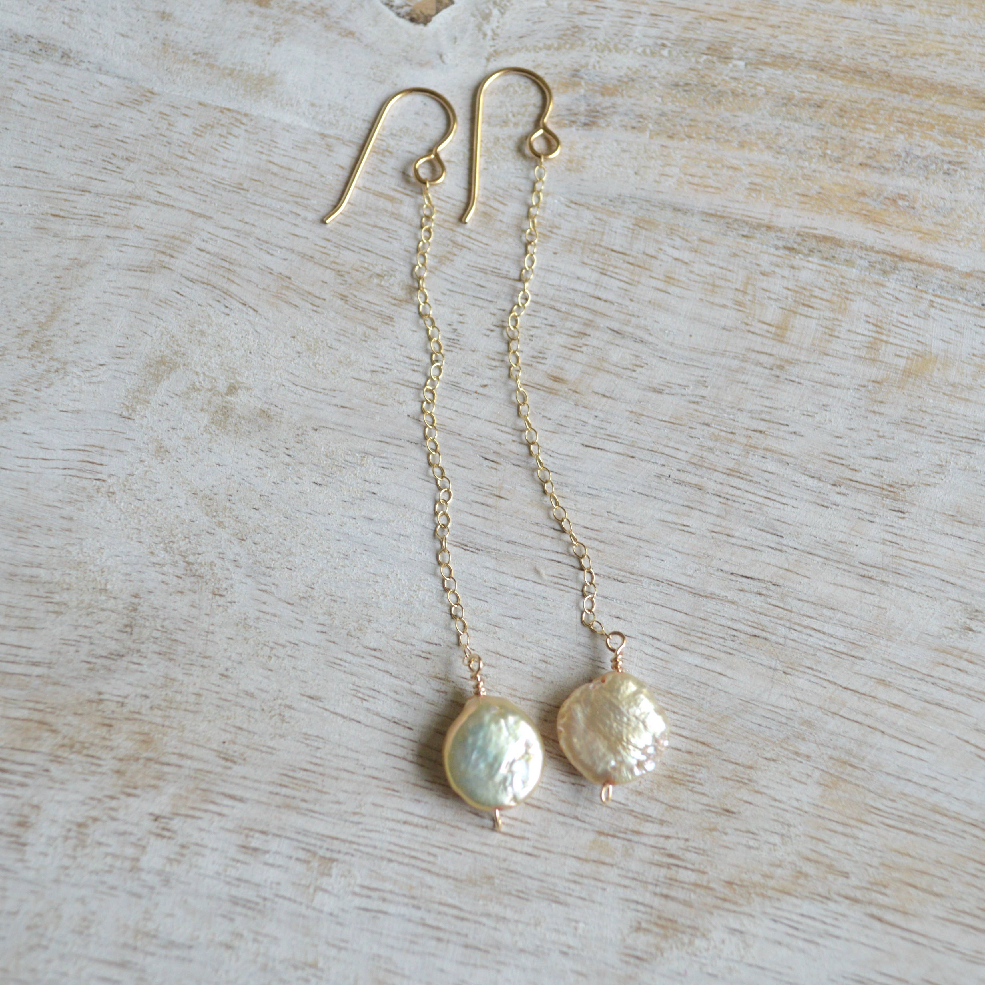Champagne Pearl Chain Earrings
