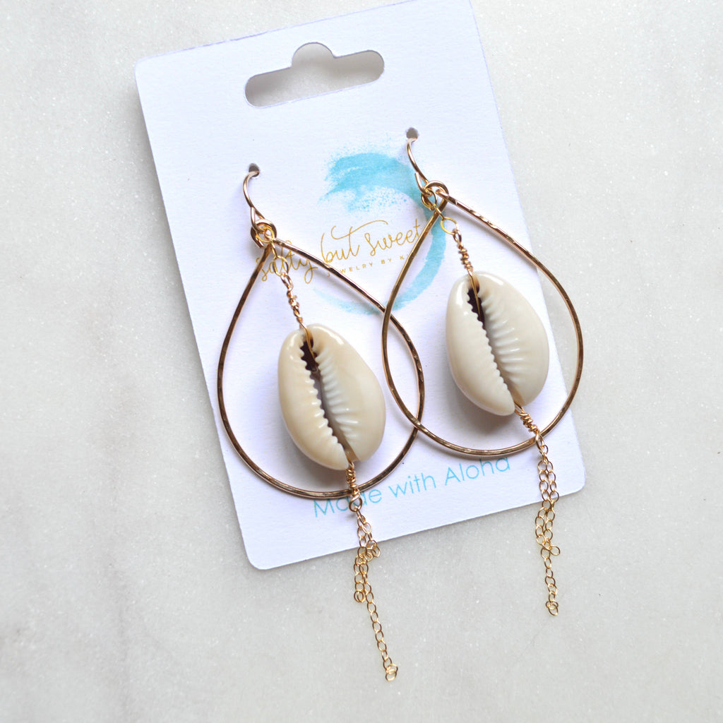 Cowrie Shell Teardrop Earring