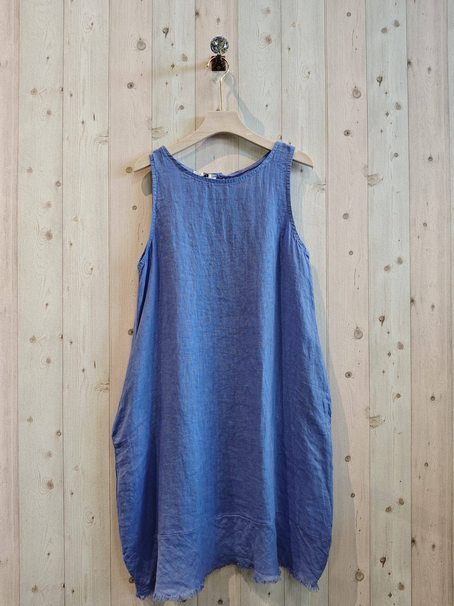 Ref-72322 FRINGED DRESS 100% LINEN
