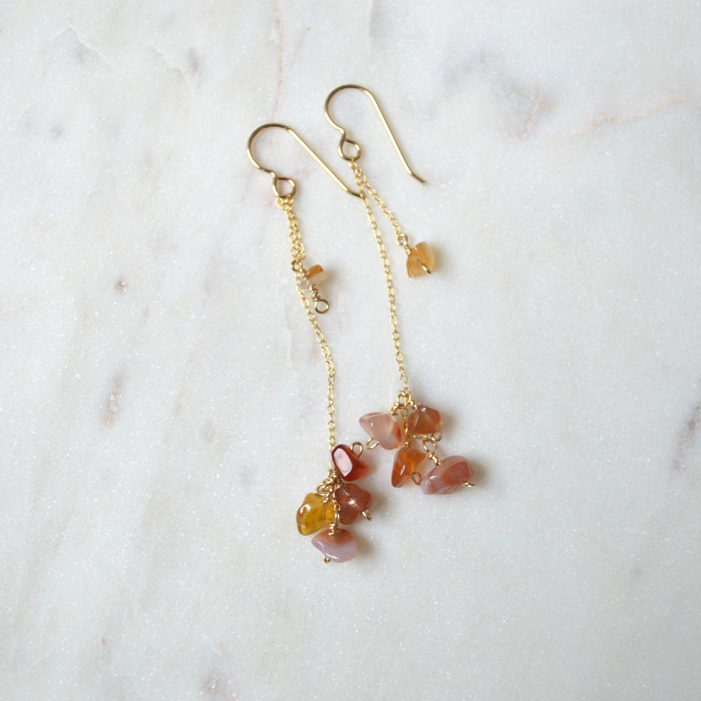 Carnelian Cluster Earrings