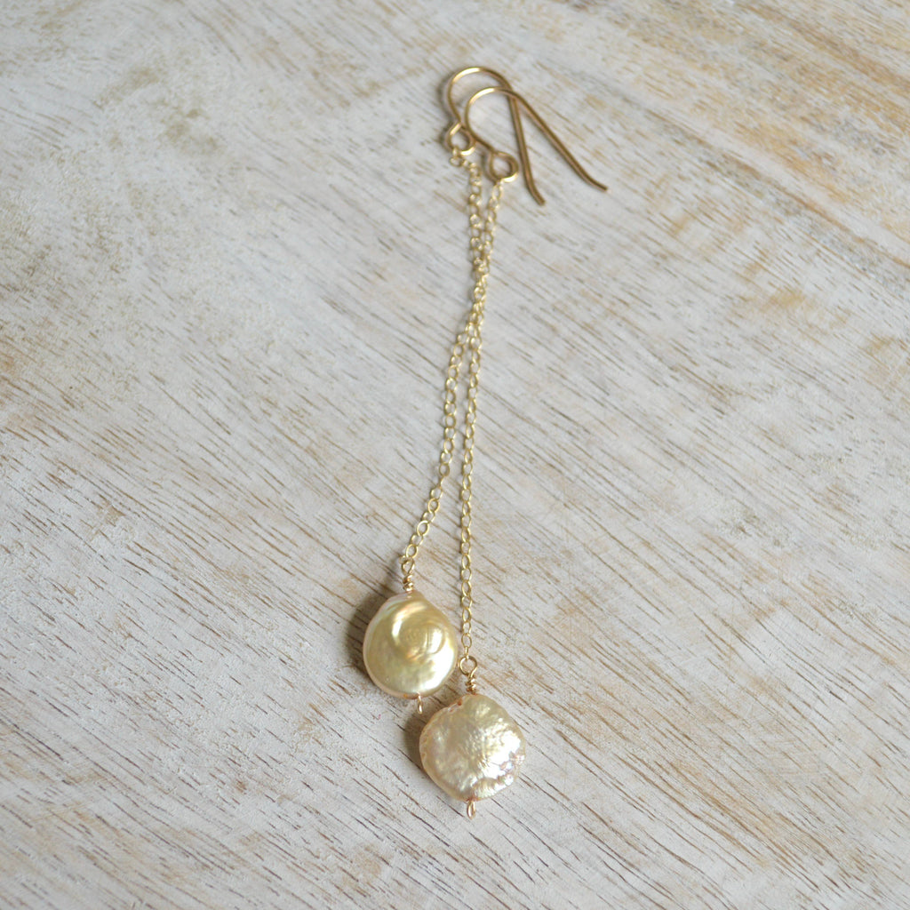 Champagne Pearl Chain Earrings