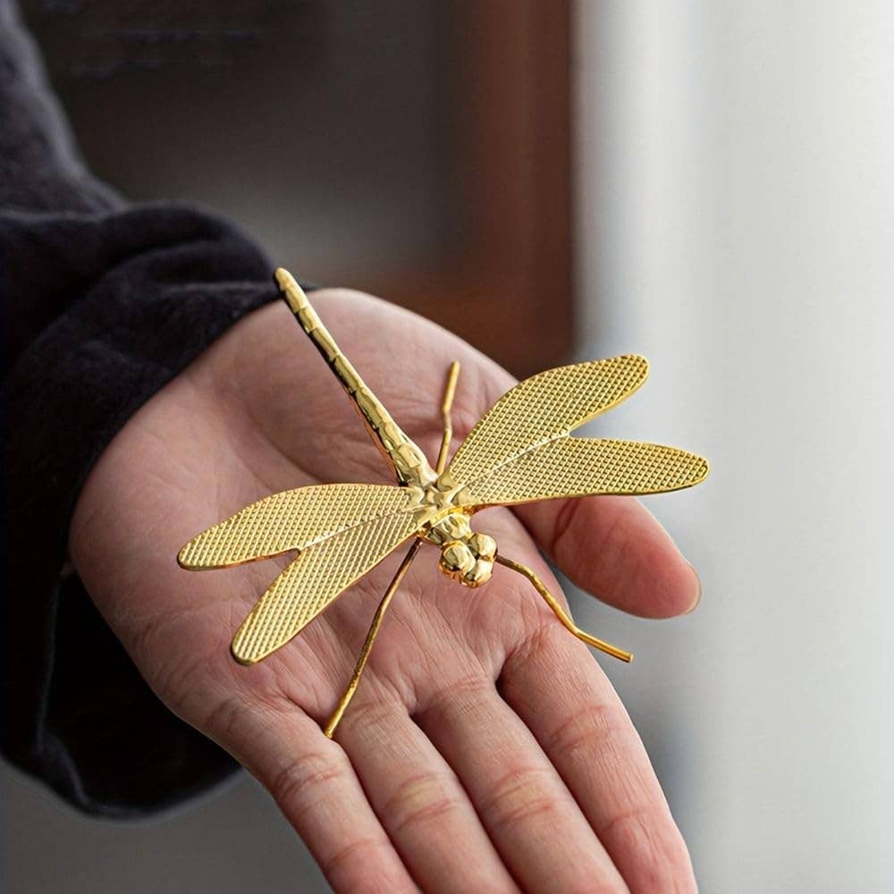 Gold Metal Dragonfly Decor – Tea Pet & Tabletop Accent