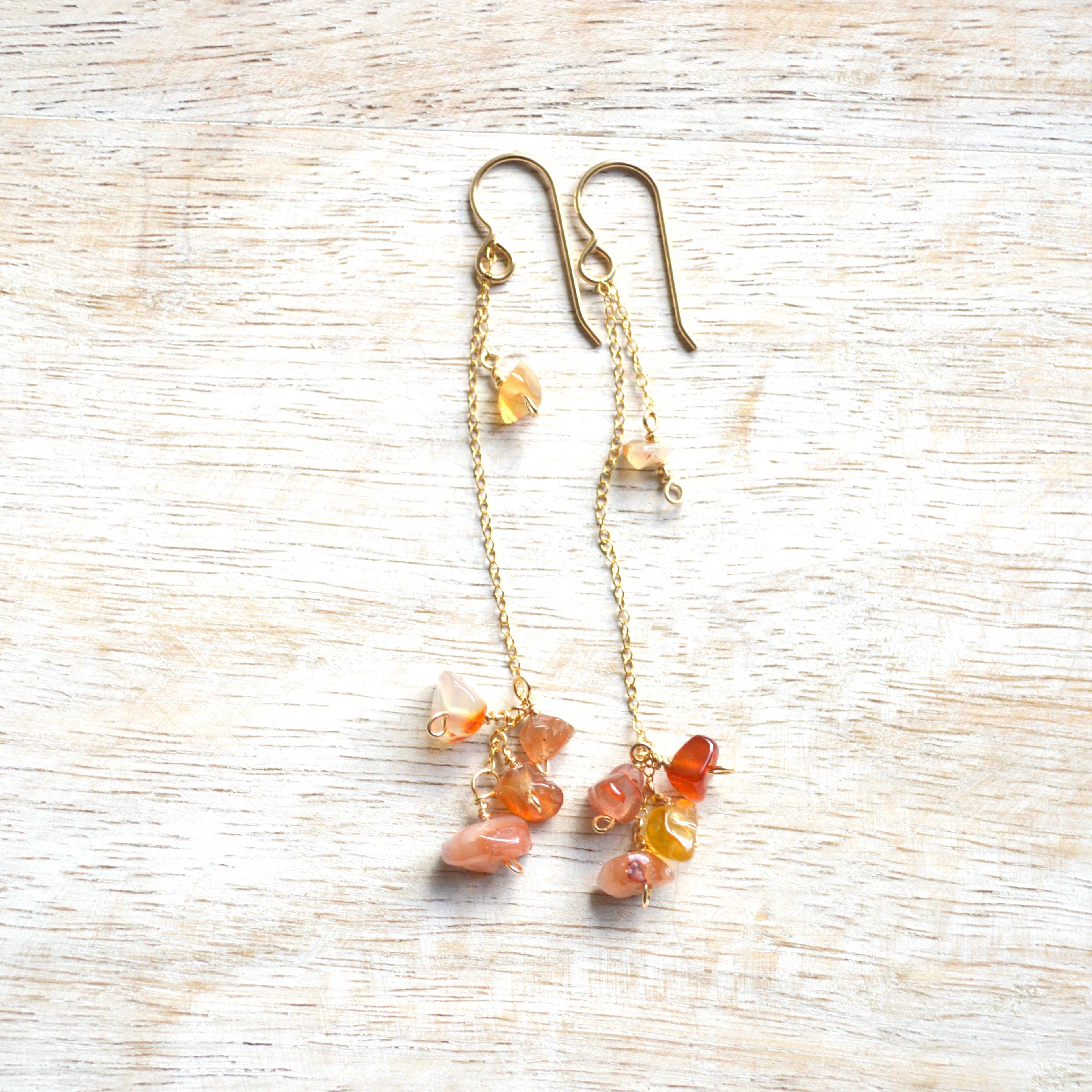 Carnelian Cluster Earrings