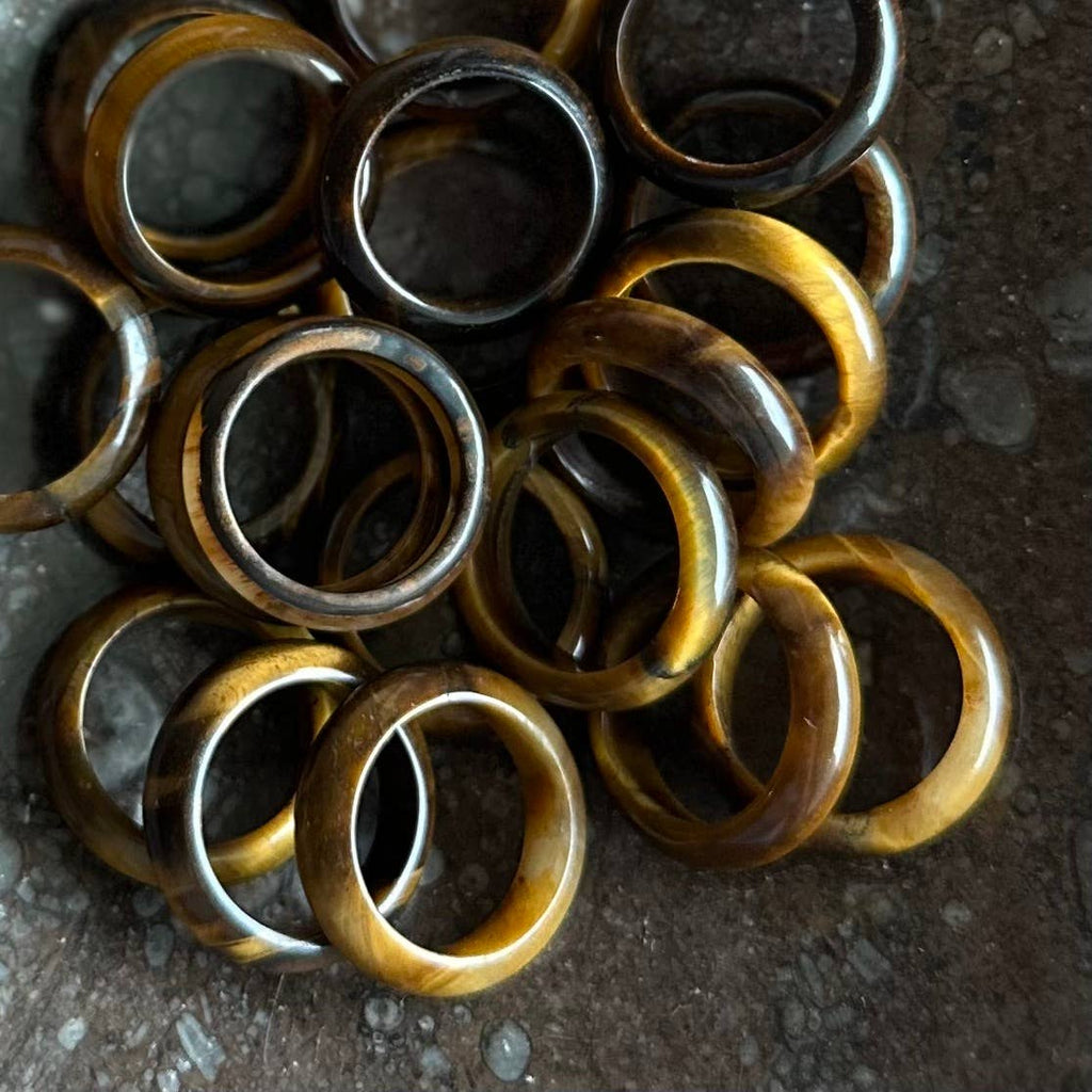 Tiger's Eye Rings -10 pcs (Crystals & Stones)