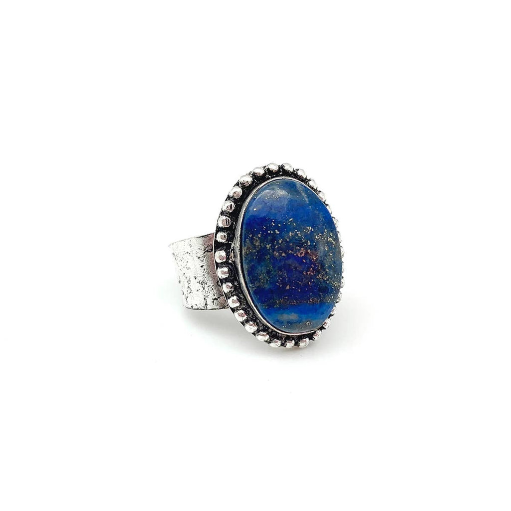 Handcrafted Semiprecious Stone Ring - Lapis