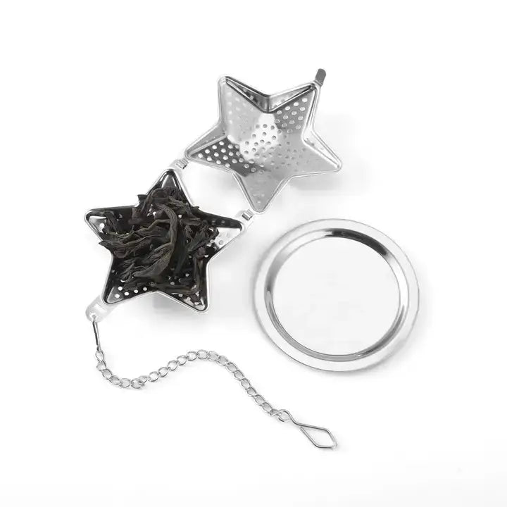 Star Shape Stainless Steel Tea Infuser Drip Tray, 4 pc Case