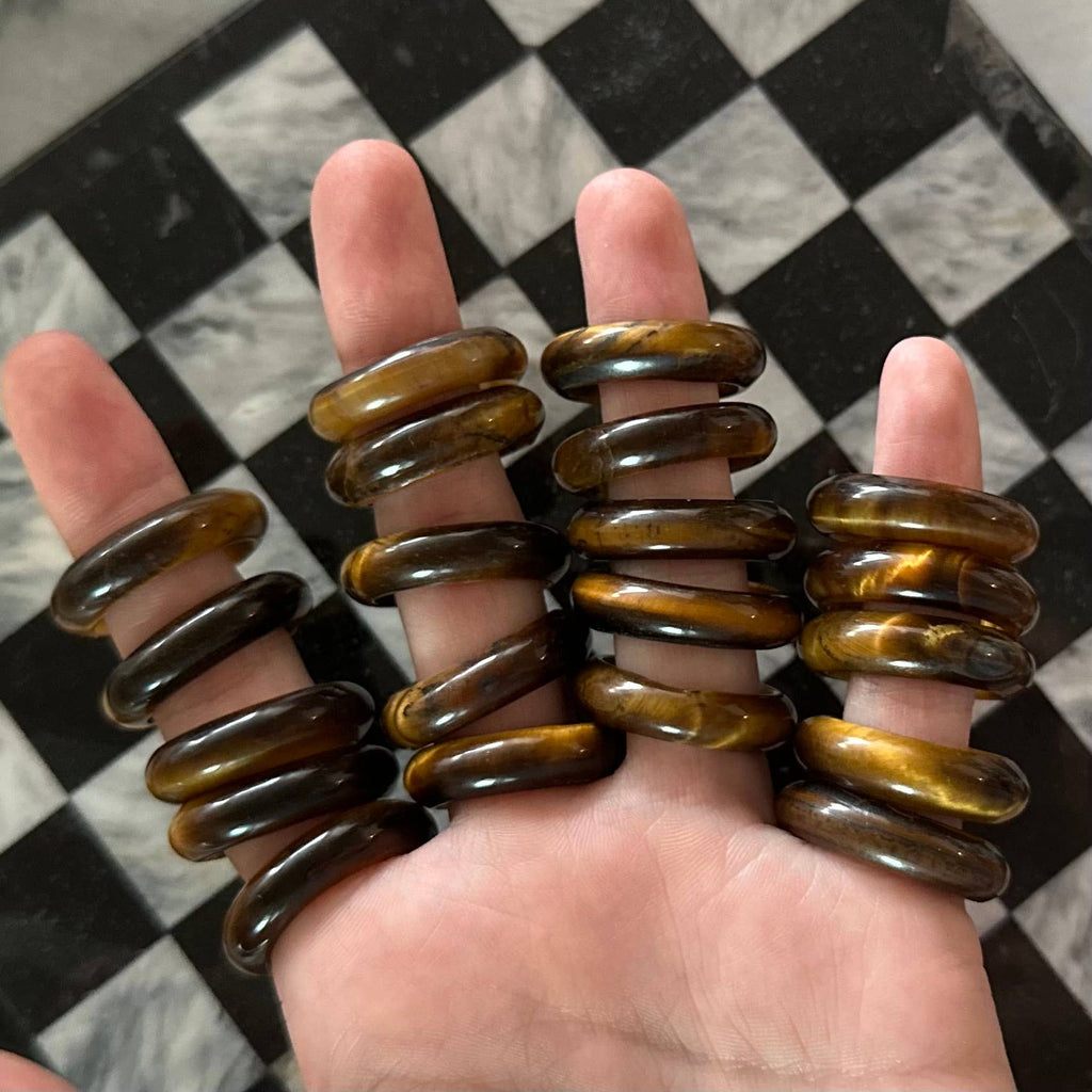 Tiger's Eye Rings -10 pcs (Crystals & Stones)