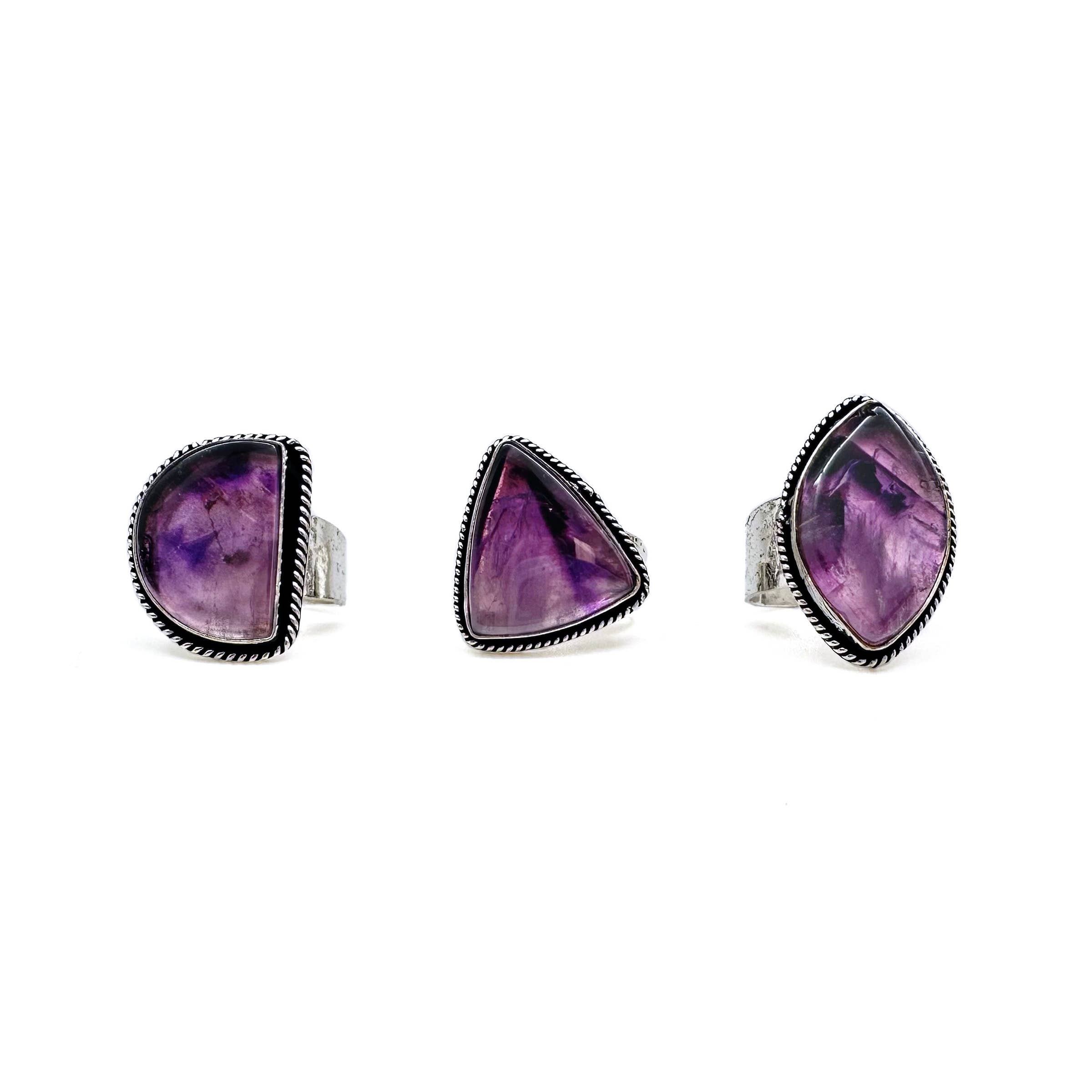 Handcrafted Semiprecious Stone Ring - Amethyst
