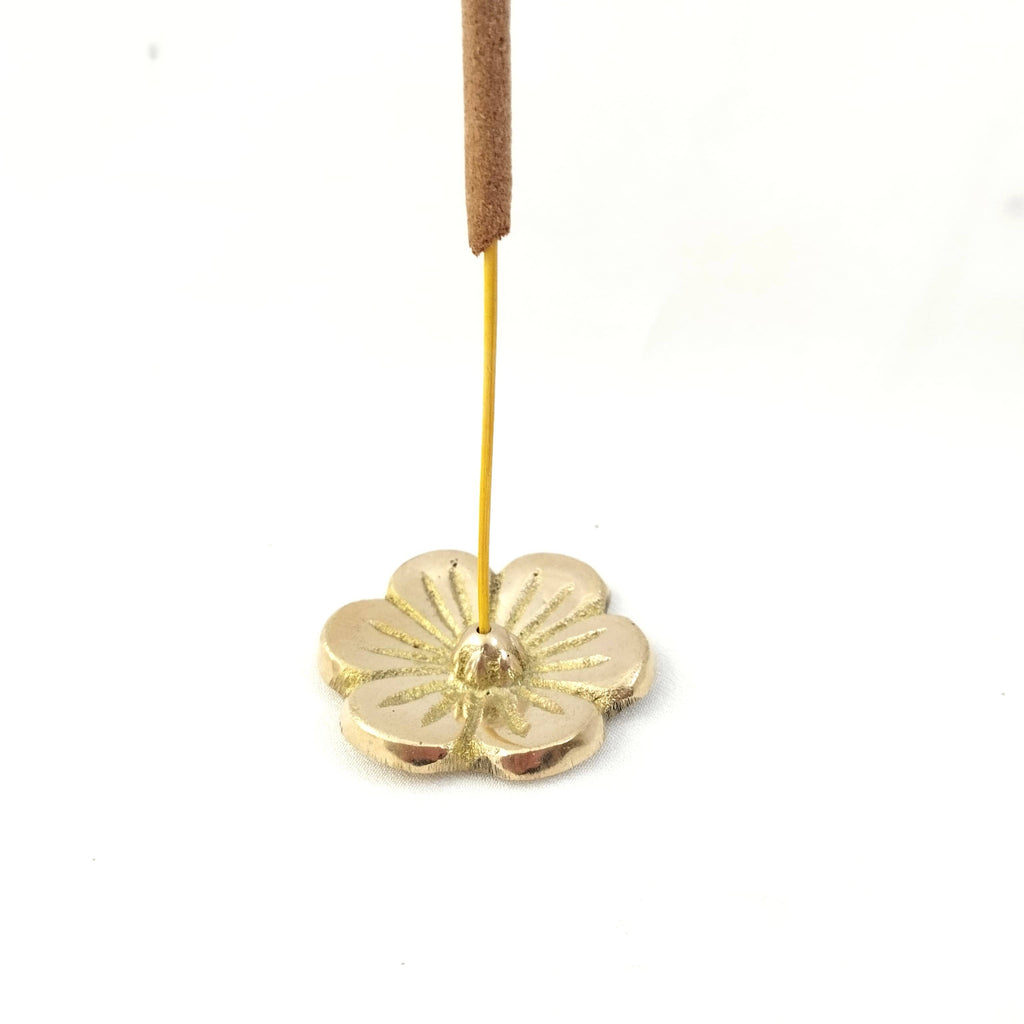 Solid Brass Incense Holder Mini Flower - 4 cm