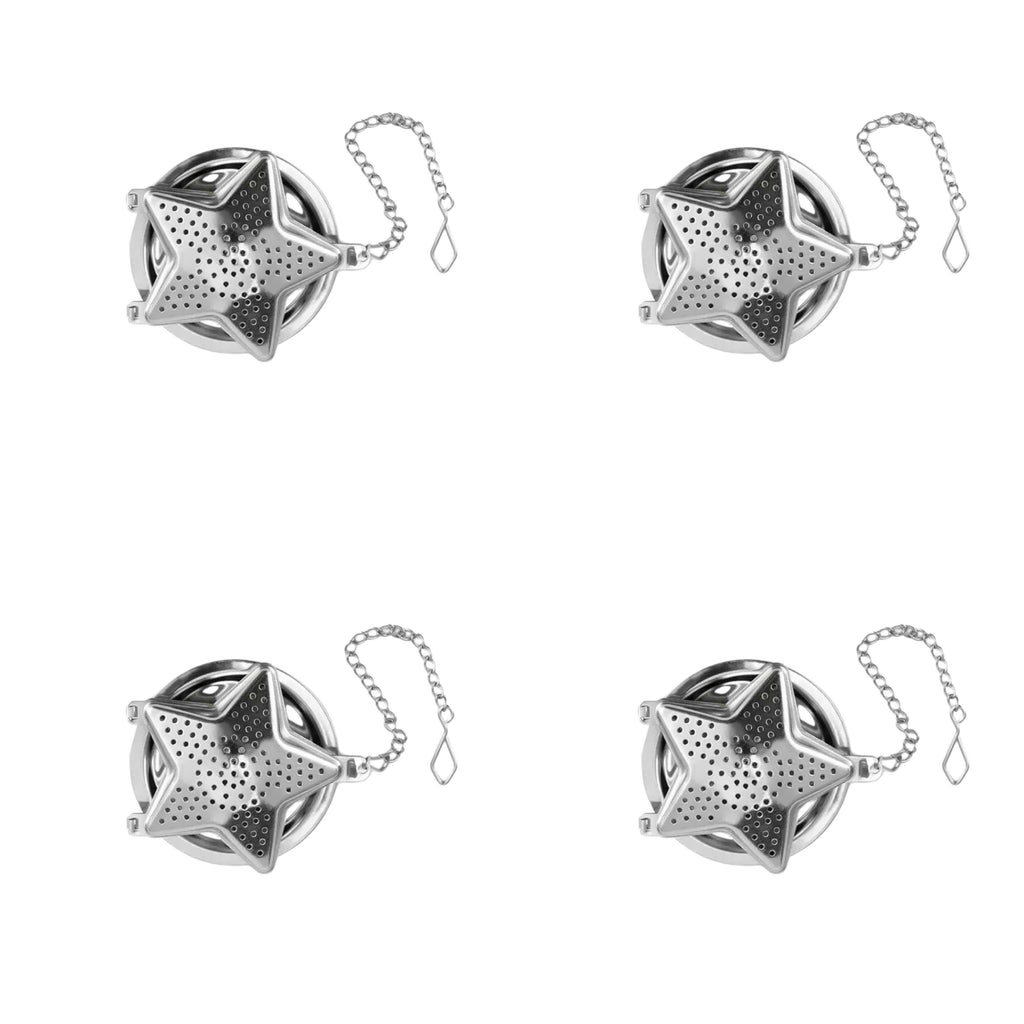 Star Shape Stainless Steel Tea Infuser Drip Tray, 4 pc Case