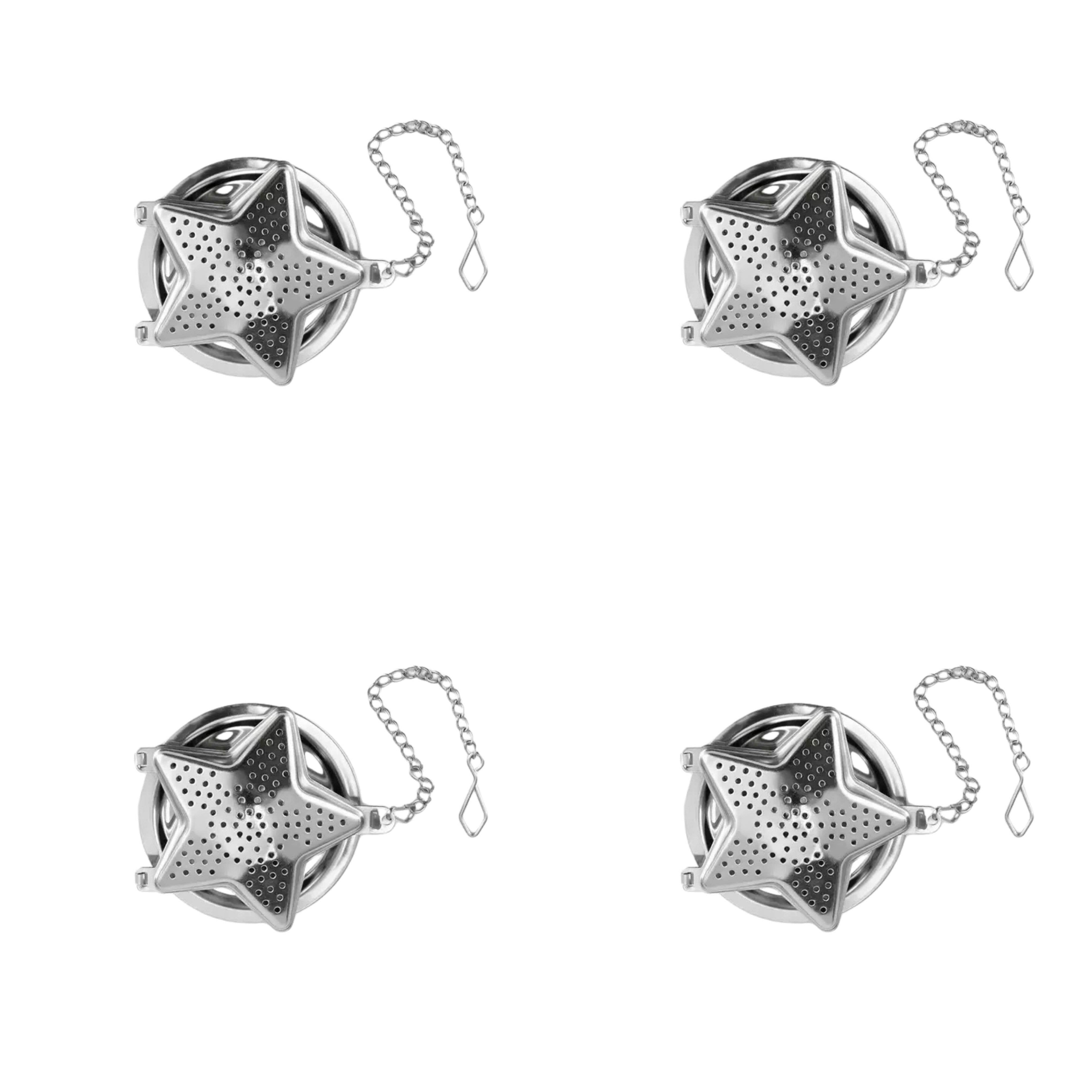 Star Shape Stainless Steel Tea Infuser Drip Tray, 4 pc Case