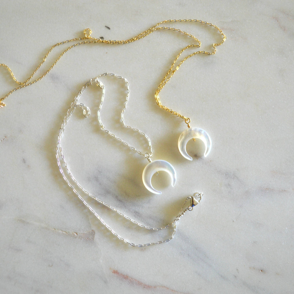 Mother of Pearl Crescent Necklace