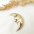 Solid Brass Incense Holder Moon With Face 5,5 x 4 cm