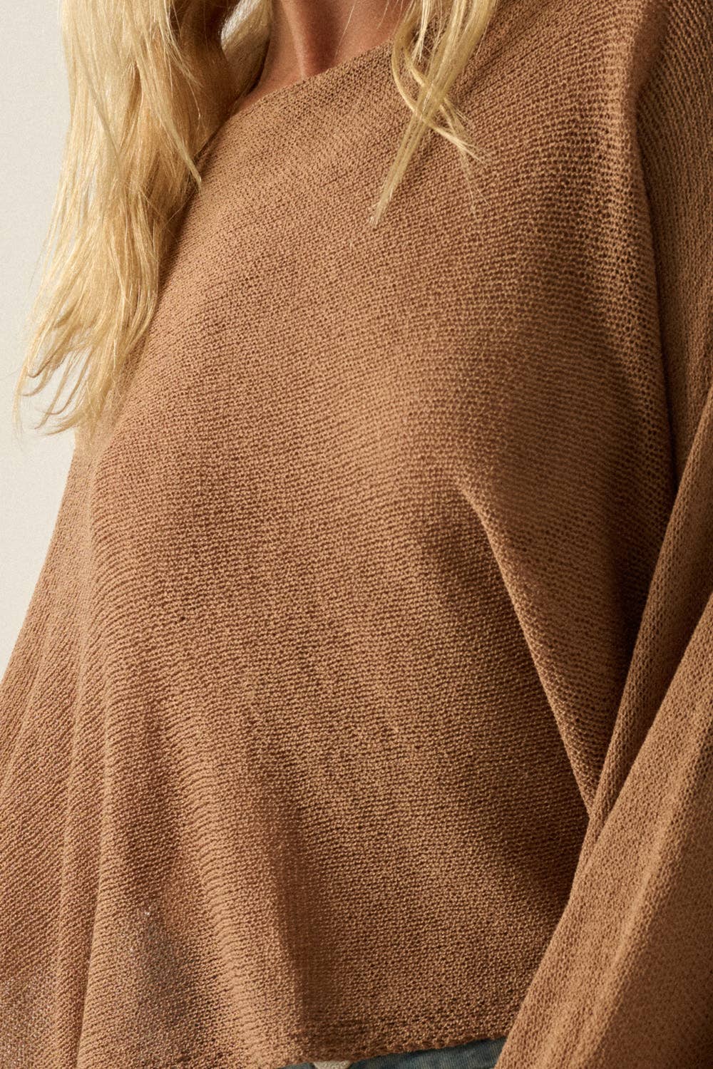 Sheer Lightweight Knit Cropped Poncho Sweater