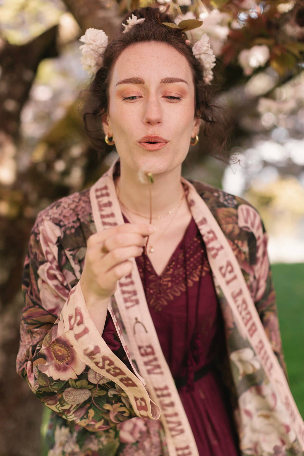 Make A Wish Pixie Duster Cropped Kimono w Wishbone Dandelion