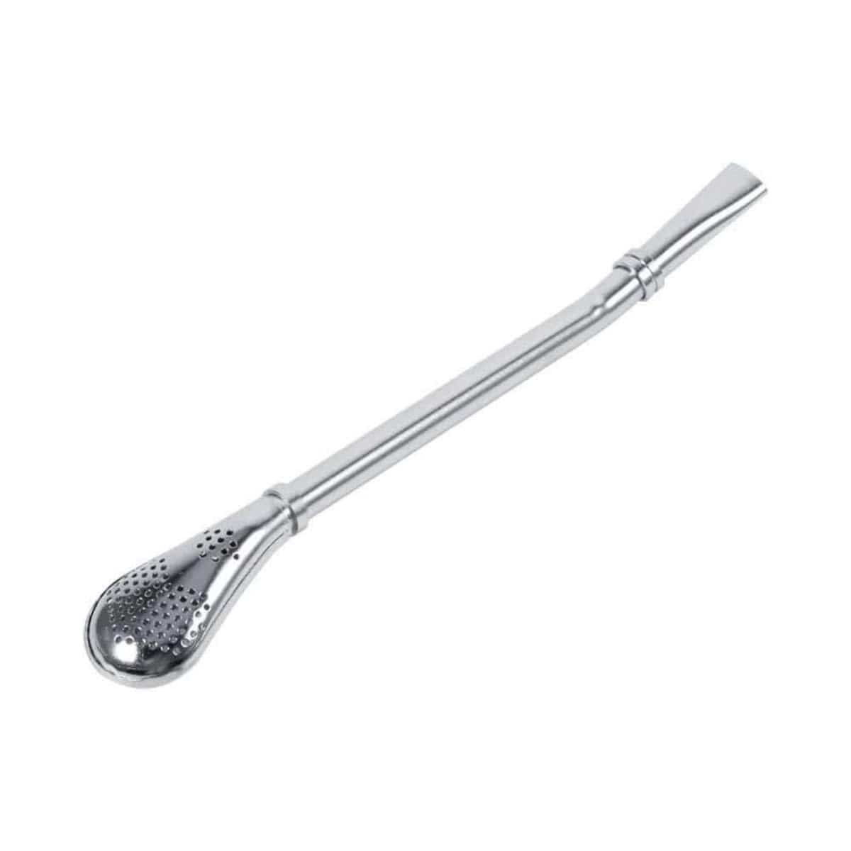 Magic Hour Silver Sips Tea Straw & Strainer Bombilla. Polished metal bombilla with filter for yerba mate or tea.